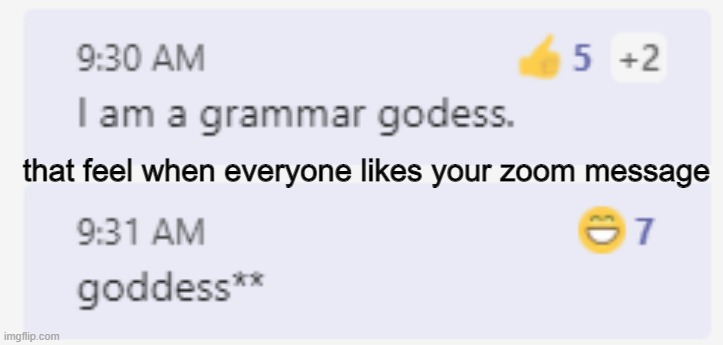 it makes you feel like a goddess | that feel when everyone likes your zoom message | image tagged in or god | made w/ Imgflip meme maker
