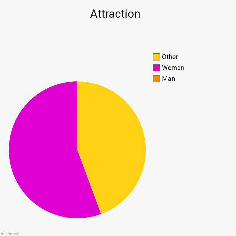 Lol I've seen other doing this so I made my own | Attraction  | Man, Woman, Other | image tagged in charts,pie charts | made w/ Imgflip chart maker