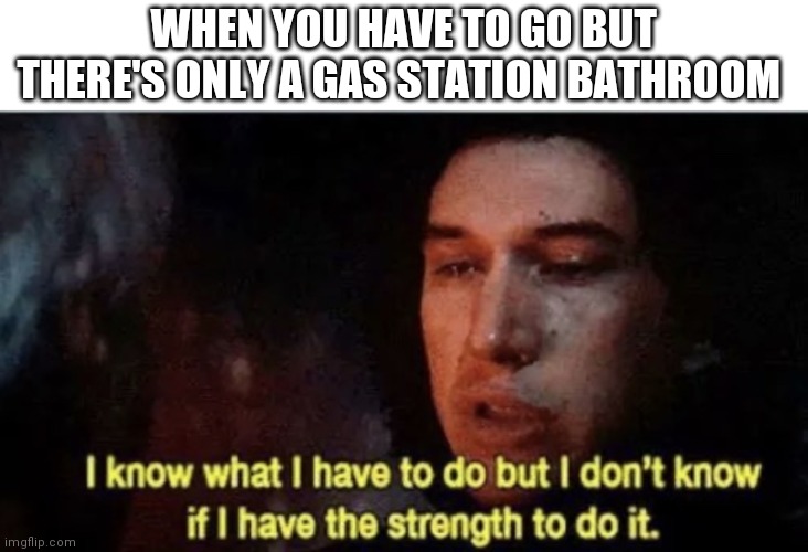 Disgusting | WHEN YOU HAVE TO GO BUT THERE'S ONLY A GAS STATION BATHROOM | image tagged in i know what i have to do but i don t know if i have the strength | made w/ Imgflip meme maker
