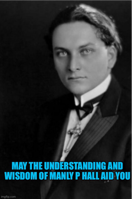 Manly p hall | MAY THE UNDERSTANDING AND WISDOM OF MANLY P HALL AID YOU | image tagged in manly p hall | made w/ Imgflip meme maker
