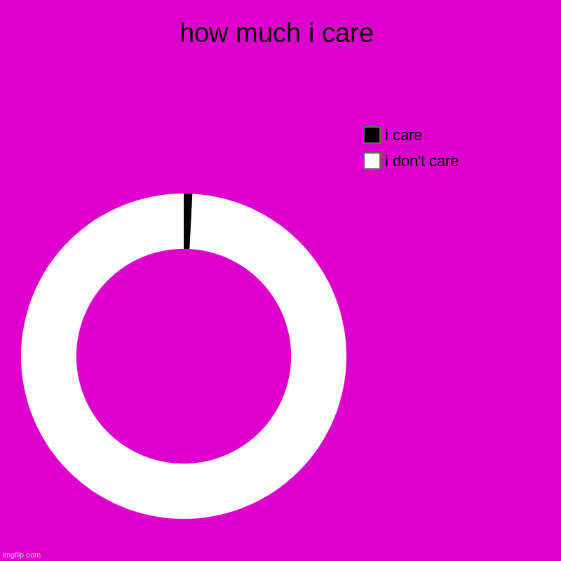 how much i care | i don't care, i care | image tagged in charts,donut charts | made w/ Imgflip chart maker