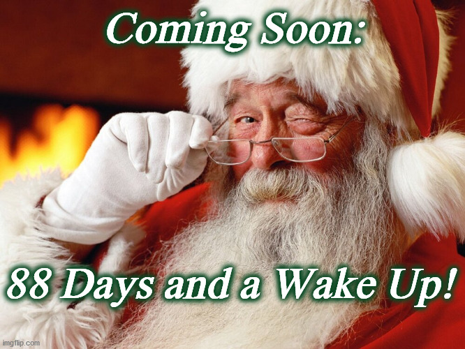 sANTA | Coming Soon:; 88 Days and a Wake Up! | image tagged in santa | made w/ Imgflip meme maker
