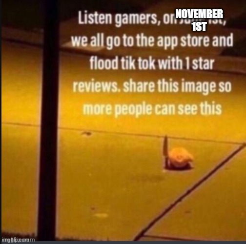 Down with TikTok | NOVEMBER 1ST | image tagged in down with tiktok | made w/ Imgflip meme maker
