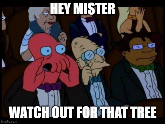 You Should Feel Bad Zoidberg |  HEY MISTER; WATCH OUT FOR THAT TREE | image tagged in memes,you should feel bad zoidberg | made w/ Imgflip meme maker