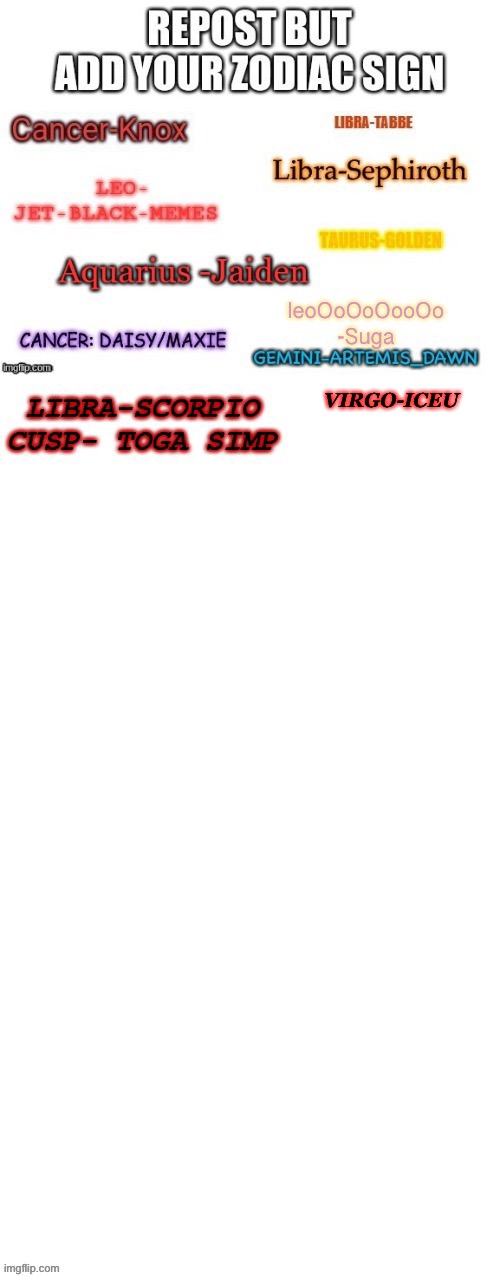 Repost but add ur zodiac sign | VIRGO-ICEU | image tagged in repost | made w/ Imgflip meme maker
