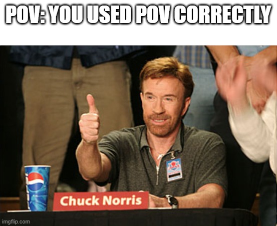 Chuck Norris Approves Meme | POV: YOU USED POV CORRECTLY | image tagged in memes,chuck norris approves,chuck norris | made w/ Imgflip meme maker