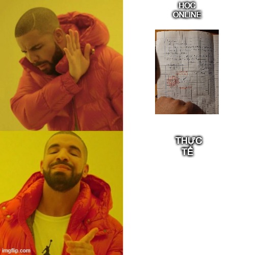 Drake Blank | HỌC ONLINE; THỰC TẾ | image tagged in drake blank | made w/ Imgflip meme maker