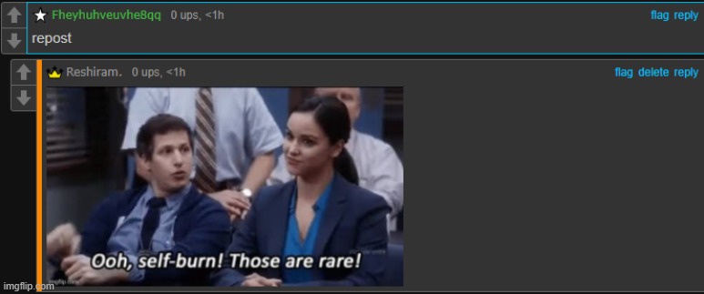 calling his own meme a repost... how ironic. | image tagged in memes,funny,self-insult | made w/ Imgflip meme maker