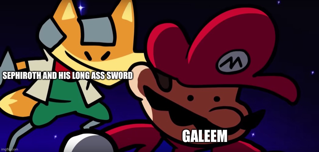 World of Light speedrun in 5 seconds | SEPHIROTH AND HIS LONG ASS SWORD; GALEEM | image tagged in sneak attack | made w/ Imgflip meme maker