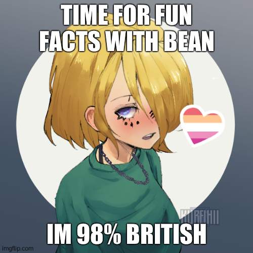 . | TIME FOR FUN FACTS WITH BEAN; IM 98% BRITISH | image tagged in hallo there | made w/ Imgflip meme maker