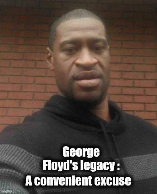george floyd | George Floyd's legacy : A convenient excuse | image tagged in george floyd | made w/ Imgflip meme maker