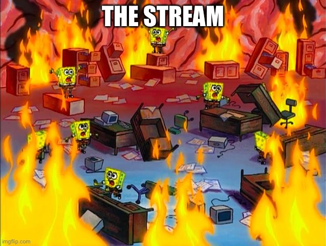 Chaos | THE STREAM | image tagged in spongebob brain chaos | made w/ Imgflip meme maker