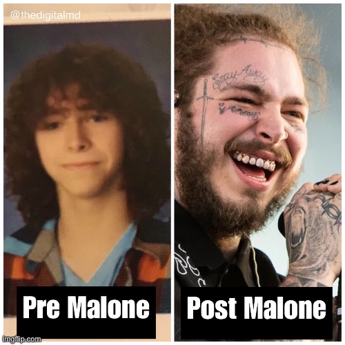 Pre and Post Malone | image tagged in post malone | made w/ Imgflip meme maker