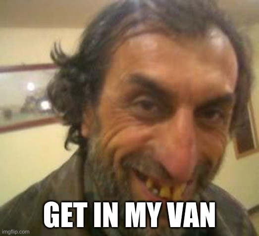 Ugly Guy |  GET IN MY VAN | image tagged in ugly guy | made w/ Imgflip meme maker