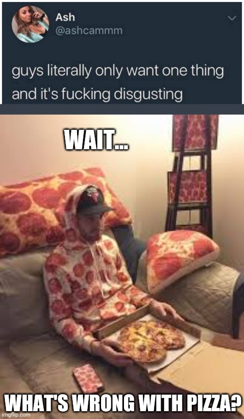 PIZZA IS FOR EVERYONE! | WAIT... WHAT'S WRONG WITH PIZZA? | image tagged in pizza man,pizza,memes | made w/ Imgflip meme maker