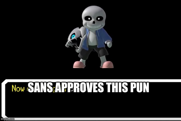 Smash Bros sans | SANS APPROVES THIS PUN | image tagged in smash bros sans | made w/ Imgflip meme maker