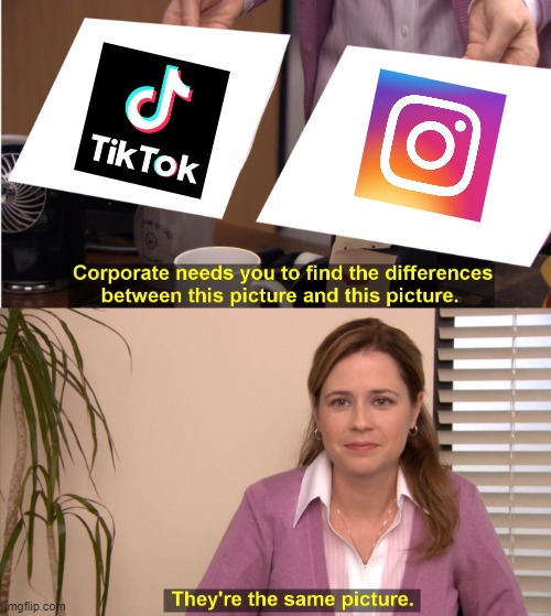 RIP Insta. | image tagged in memes,they're the same picture,instagram,tiktok,tiktok sucks | made w/ Imgflip meme maker