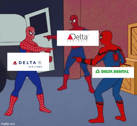 Delta spider man | image tagged in spider man triple | made w/ Imgflip meme maker