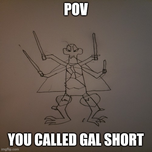 Idk I'm running, also no op ocs (sorry for anyone who's only oc they can rp with is op) | POV; YOU CALLED GAL SHORT | image tagged in idk i'm running out of ideas | made w/ Imgflip meme maker