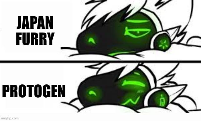 drake format, but a protogen | JAPAN FURRY PROTOGEN | image tagged in drake format but a protogen | made w/ Imgflip meme maker