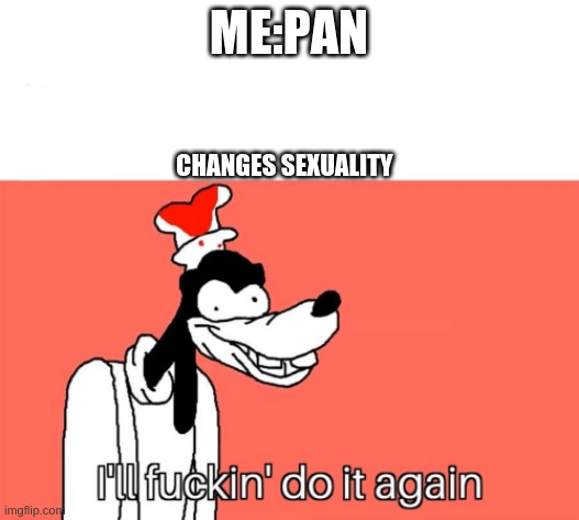 I'll do it again | ME:PAN; CHANGES SEXUALITY | image tagged in i'll do it again | made w/ Imgflip meme maker