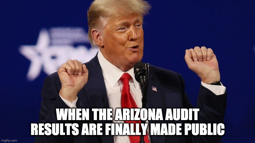 audit results - rohb/rupe | WHEN THE ARIZONA AUDIT RESULTS ARE FINALLY MADE PUBLIC | image tagged in trump,audit results | made w/ Imgflip meme maker