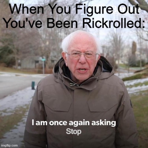Lal. | When You Figure Out You've Been Rickrolled:; Stop | image tagged in i've seen enough dahr mann videos to know this is accurate | made w/ Imgflip meme maker