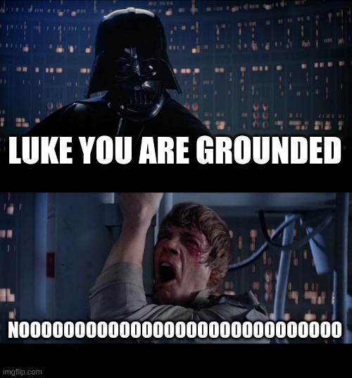 Star Wars No | LUKE YOU ARE GROUNDED; NOOOOOOOOOOOOOOOOOOOOOOOOOOOOO | image tagged in memes,star wars no | made w/ Imgflip meme maker