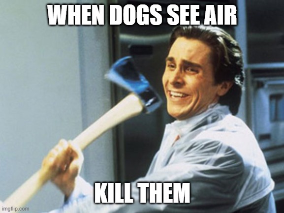 DIE | WHEN DOGS SEE AIR; KILL THEM | image tagged in kill them | made w/ Imgflip meme maker