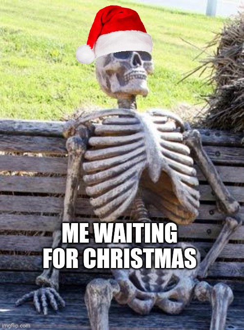 Waiting Skeleton | ME WAITING FOR CHRISTMAS | image tagged in memes,waiting skeleton | made w/ Imgflip meme maker