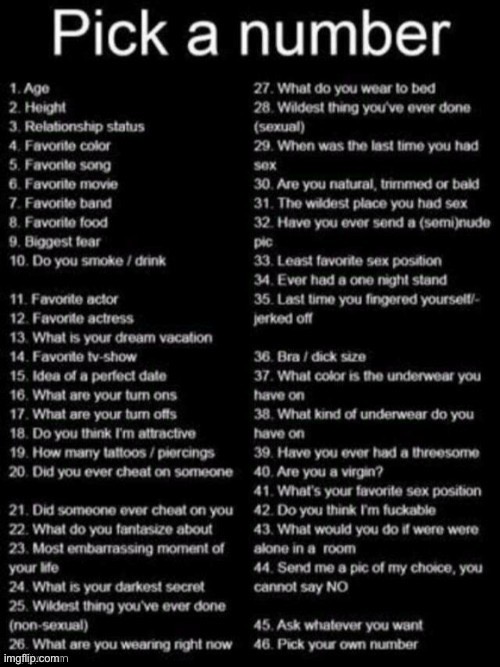 Come at me | image tagged in pick a number | made w/ Imgflip meme maker