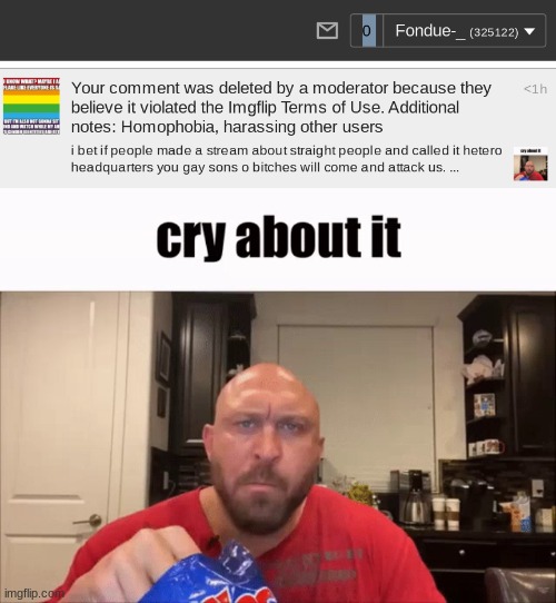 image tagged in cry about it | made w/ Imgflip meme maker