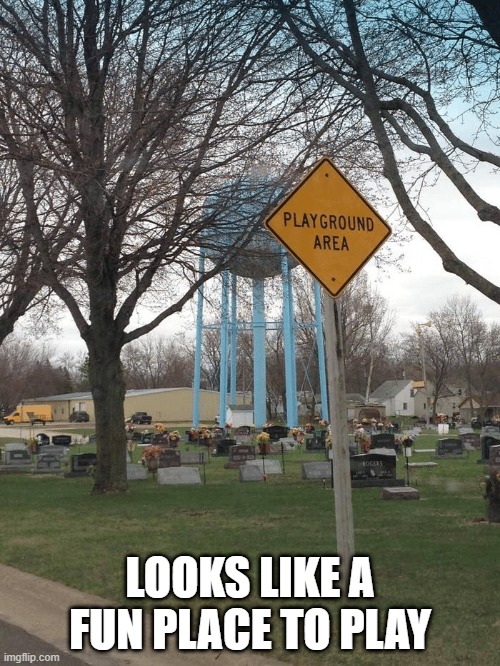 Let's Go Slide on Grammy's Headstone | LOOKS LIKE A FUN PLACE TO PLAY | image tagged in you had one job | made w/ Imgflip meme maker