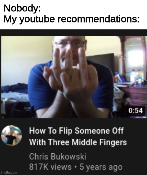 finally something useful | Nobody:
My youtube recommendations: | made w/ Imgflip meme maker