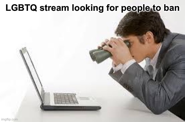 I’M SO FUNEEEEEEEEEEP | LGBTQ stream looking for people to ban | image tagged in searching computer | made w/ Imgflip meme maker