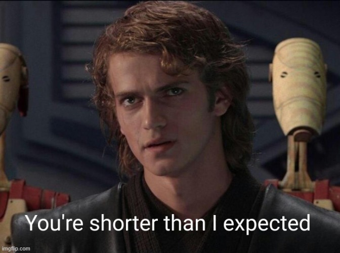 Shorter Than Expected | image tagged in shorter than expected | made w/ Imgflip meme maker