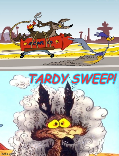 Sometimes . . . | TARDY SWEEP! | image tagged in speed,dynamite,wile e coyote,roadrunner,middle school | made w/ Imgflip meme maker