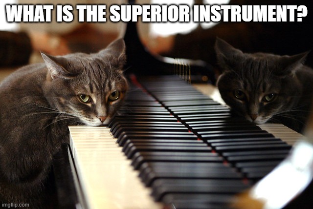Since it's OBVIOUSLY piano, here's a follow up. Electric or acoustic? | WHAT IS THE SUPERIOR INSTRUMENT? | image tagged in piano,instruments | made w/ Imgflip meme maker