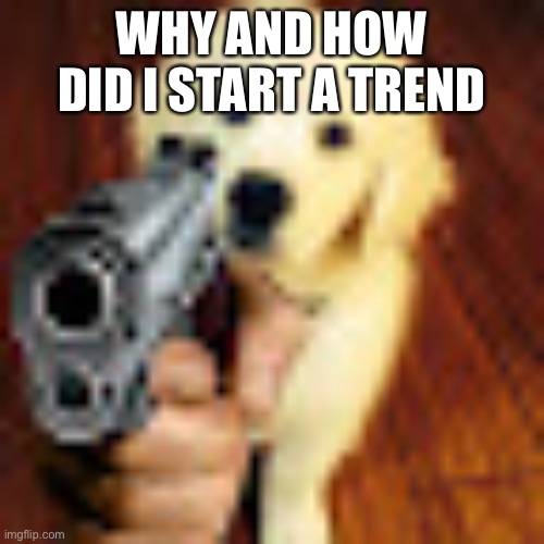 Dog gun | WHY AND HOW DID I START A TREND | image tagged in dog gun | made w/ Imgflip meme maker