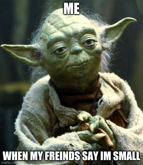 Star Wars Yoda Meme | ME; WHEN MY FREINDS SAY IM SMALL | image tagged in memes,star wars yoda | made w/ Imgflip meme maker