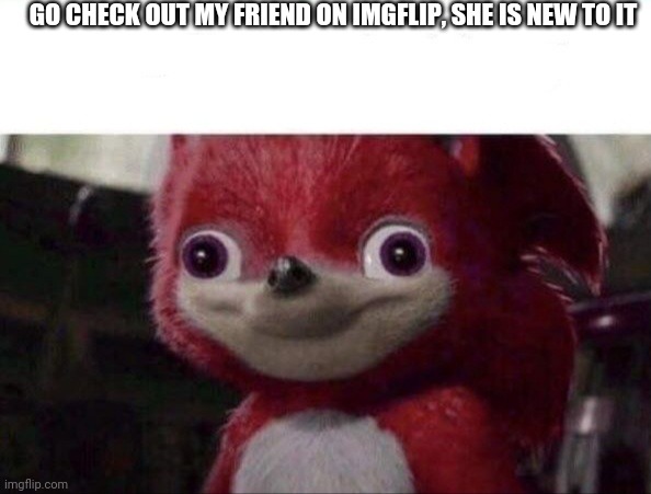 Link in comments | GO CHECK OUT MY FRIEND ON IMGFLIP, SHE IS NEW TO IT | image tagged in staring | made w/ Imgflip meme maker
