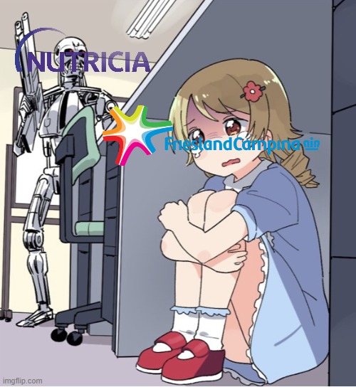nutricia please no | image tagged in anime girl hiding from terminator,scared,nutricia,frieslandcampina | made w/ Imgflip meme maker