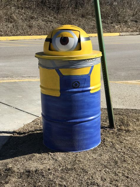 High Quality Minion Trash Can Blank Meme Template