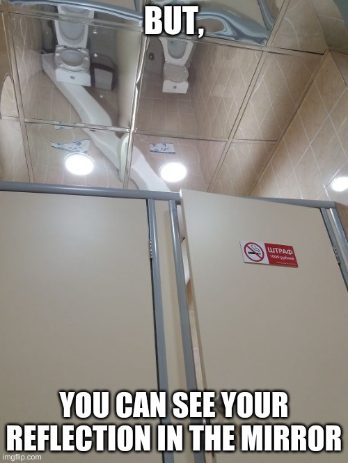 cool bathroom | BUT, YOU CAN SEE YOUR REFLECTION IN THE MIRROR | made w/ Imgflip meme maker