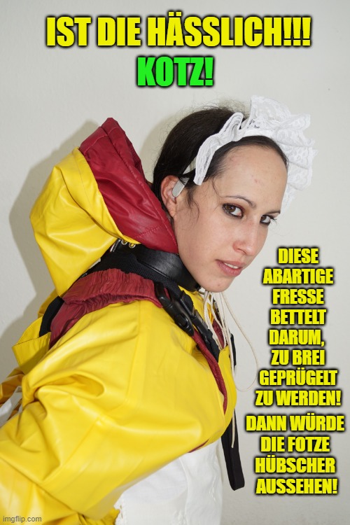 Pimp Habibs perverted feeble-minded german rubber cunt Sramnajag | IST DIE HÄSSLICH!!! KOTZ! DIESE ABARTIGE FRESSE BETTELT DARUM,  ZU BREI GEPRÜGELT ZU WERDEN! DANN WÜRDE 
DIE FOTZE 
HÜBSCHER 
AUSSEHEN! | image tagged in pimp habibs perverted feeble-minded german rubber cunt sramnajag | made w/ Imgflip meme maker