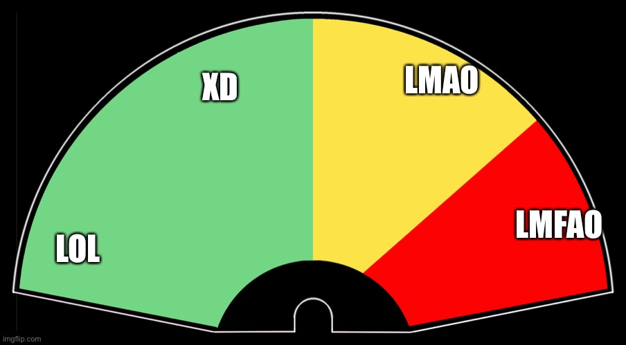 Laugh ranking bc yes | XD; LMAO; LMFAO; LOL | image tagged in blank meter | made w/ Imgflip meme maker