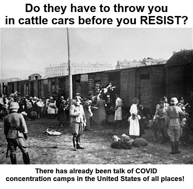 Do they have to throw you in cattle cars before you RESIST? | image tagged in covid concentration camps,new world order,covid tyranny,sic semper tyrannis,si vis pacem para bellum | made w/ Imgflip meme maker