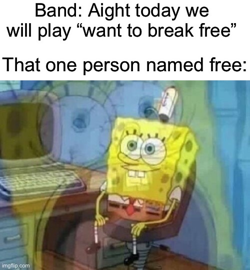 It’s a pretty good song ngl | Band: Aight today we will play “want to break free”; That one person named free: | image tagged in internal screaming | made w/ Imgflip meme maker