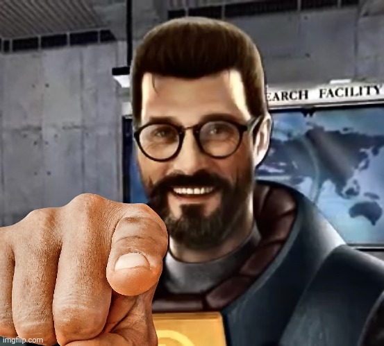 Gordon Freeman pointing | image tagged in gordon freeman pointing | made w/ Imgflip meme maker