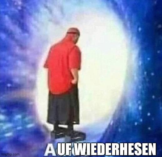 I can speak german a bit 8) | UF WIEDERHESEN | image tagged in adios | made w/ Imgflip meme maker